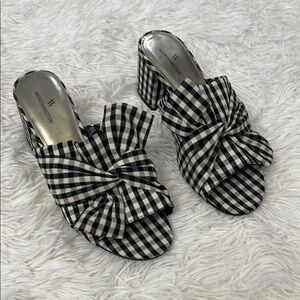 Worthington FREEMONT Black and White Mules with Gingham Pattern SIZE 7 M